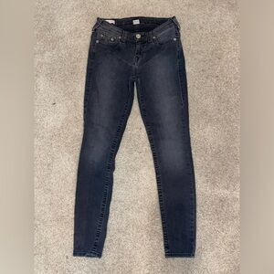 Halle mid rise super skinny True religion black jeans